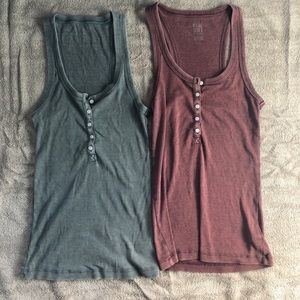 Two Aerie Henley Tank Tops